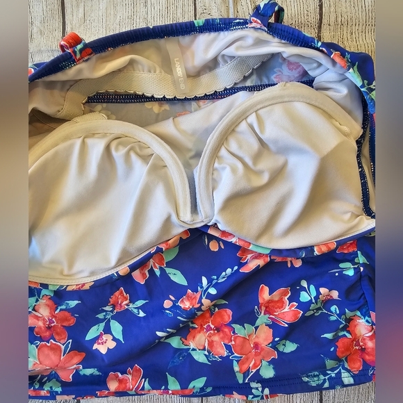 Lands’ End Women's Size 4 Swim Tank Blue Floral Tankini Swim Top Adjustable - Picture 7 of 10